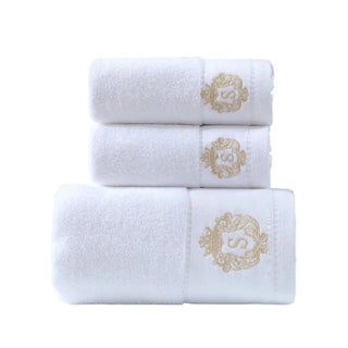 3pcs White Cotton Towels Sets Embroidered Bathroom Big Bath Face Hand Washcloth Home Daily Use Personalized Gift Towels 수건 세트