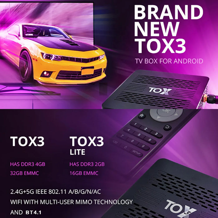 TOX3 Version 2.0 Smart TV Box Android 11 Amlogic S905X4 Media Player Android 11.0 Set Top Box 2T2R Dual Wifi 1000M AV1 4K 60fps