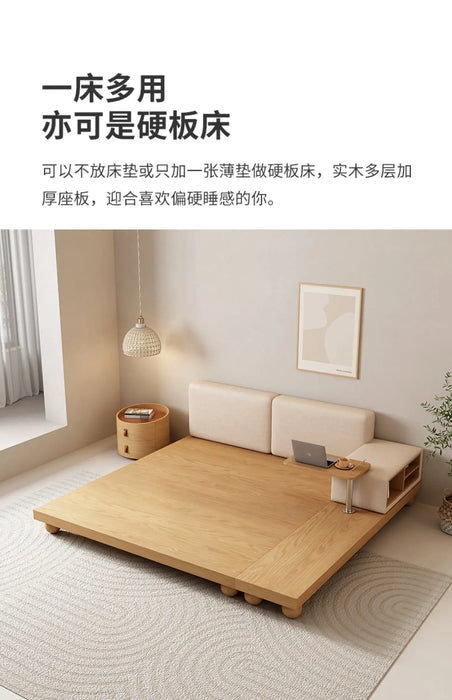 Nordic tatami bed, Japanese cream style, multifunctional solid wood foot double bed, 1 .8m marriage bed