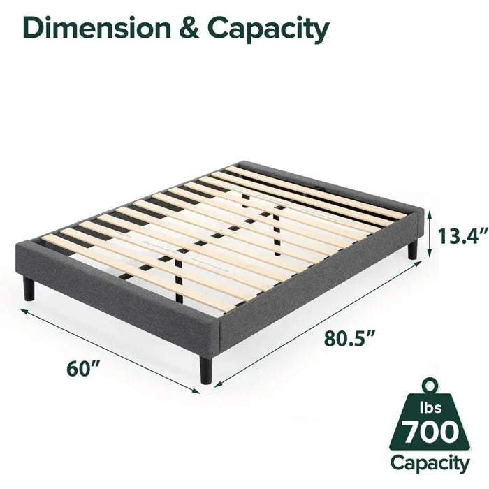 Curtis Upholstered Platform Bed Frame,mattress base,wooden slat support,No box spring required, Easy to assemble