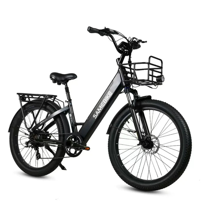 Electric Bike 750W Powerful Motor 48V14AH Removable Battery Electric Bicycle with Basket 26-inch Aluminum Alloy Frame City Ebike