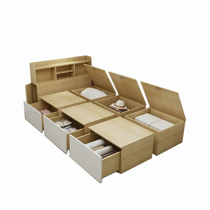 Customized Hong Kong small unit Japanese style tatami bed box storage Rubik's cube combination bed storage bed 1.2m single perso