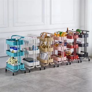 Modern Minimalist Salon Trolleys Beauty Salon Special Tool Cart Home Kitchen Shelf Foldable Mobile Auxiliary Cart with Wheel U