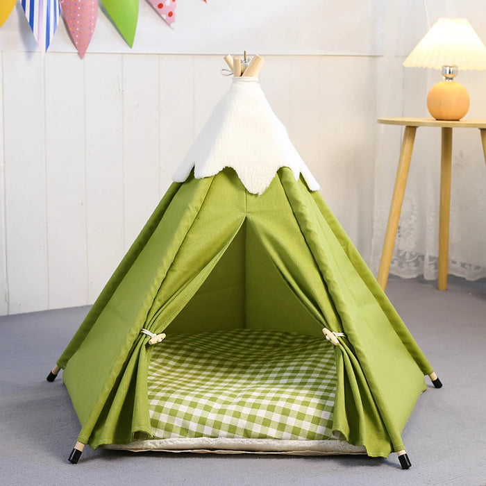 Pet Teepee Tents for Small Dogs or Cats, Puppy Sweet Bed Washable Dog or Cat Houses with Thick Plush Cushion indoor Pet Supplies