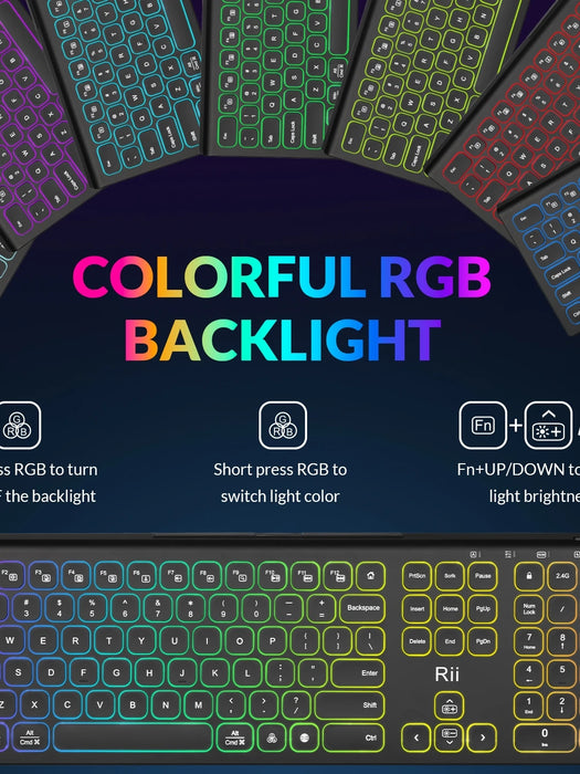 RK801 Bluetooth wireless keyboard RGB backlight mute keyboard numeric keyboard, suitable for dual-mode system.