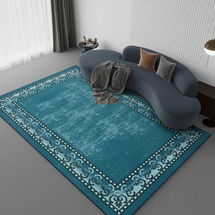 Rug Modern Bordered 4x6 Area Rug for Living Room Office, Dining Room Rug, Bedroom Carpet, Luxury Rubber Backing (Non-Slip)