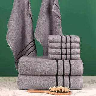 8pcs Soft Cotton Towel Set, Soft & Fluffy Bathroom Towels, 2 Bath Towels 28" X 55", 2 Hand Towels 13" X 29" & 4 Face Towels 13"