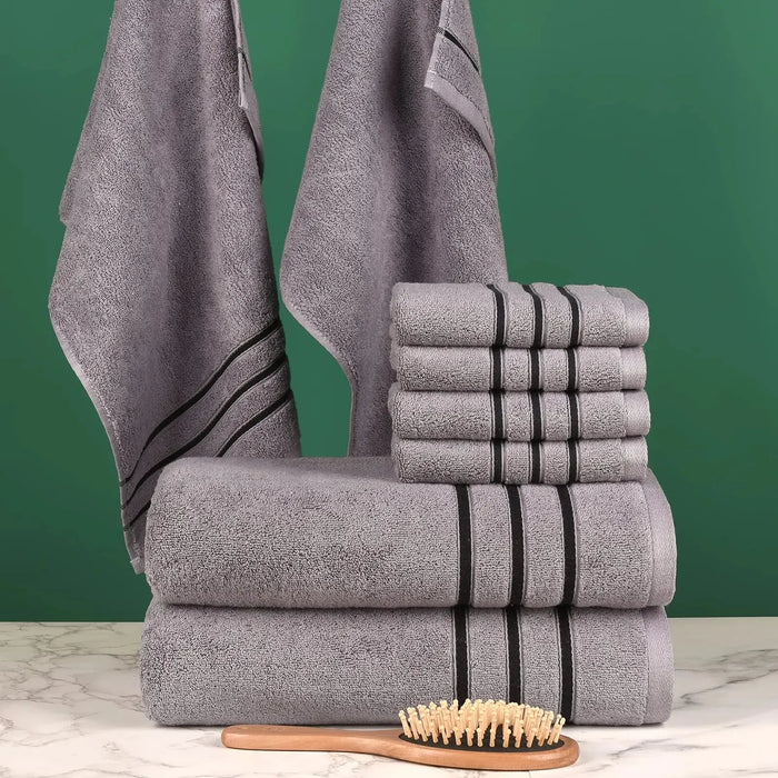 8pcs Soft Cotton Towel Set, Soft & Fluffy Bathroom Towels, 2 Bath Towels 28" X 55", 2 Hand Towels 13" X 29" & 4 Face Towels 13"