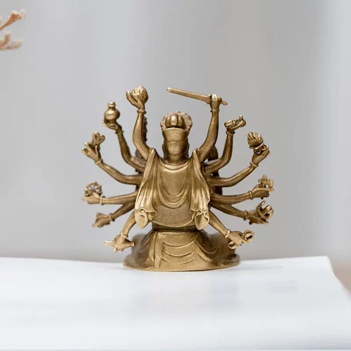 Bodhisattva Bronze Sculpture Statues Originality Buddha Mother with Small Buddha Household Mini Exquisite Tea Space Decoration