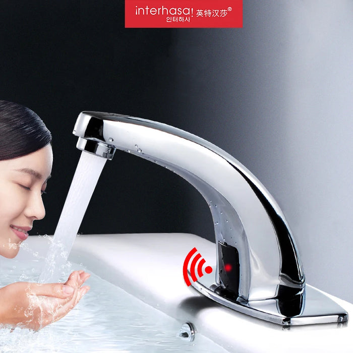 interhasa! Bathroom Automatic Faucet Touch Free Infrared Sensor Faucets Touchless Water Saving Inductive Electric Water Tap