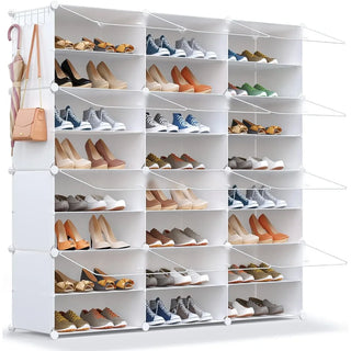 Shoe Rack Organizer, 48 Pair Shoe Storage Cabinet with Door Expandable Plastic Shoe Shelves for Closet,Entryway,Hallway,Bedroom