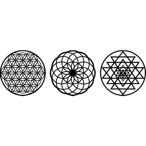 Numa Concept Wood Flower of Life Sri Yantra Torus Breath Triple Decorative Table Wall Decoration Shri Yantra