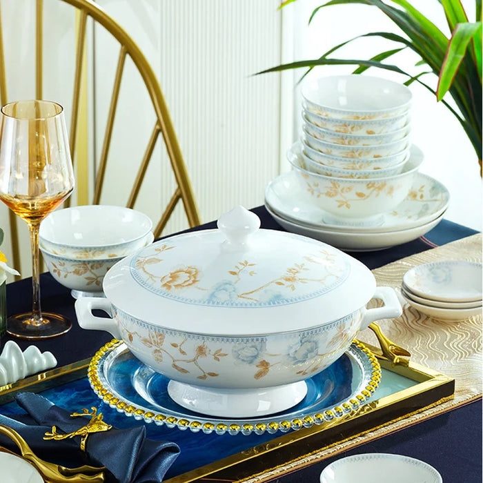 Jingdezhen Ceramic Dinnerware Set Kitchen Tableware Dinner Dish Ceramic Plates and Dishes Bowls 56pcs combination dishes set