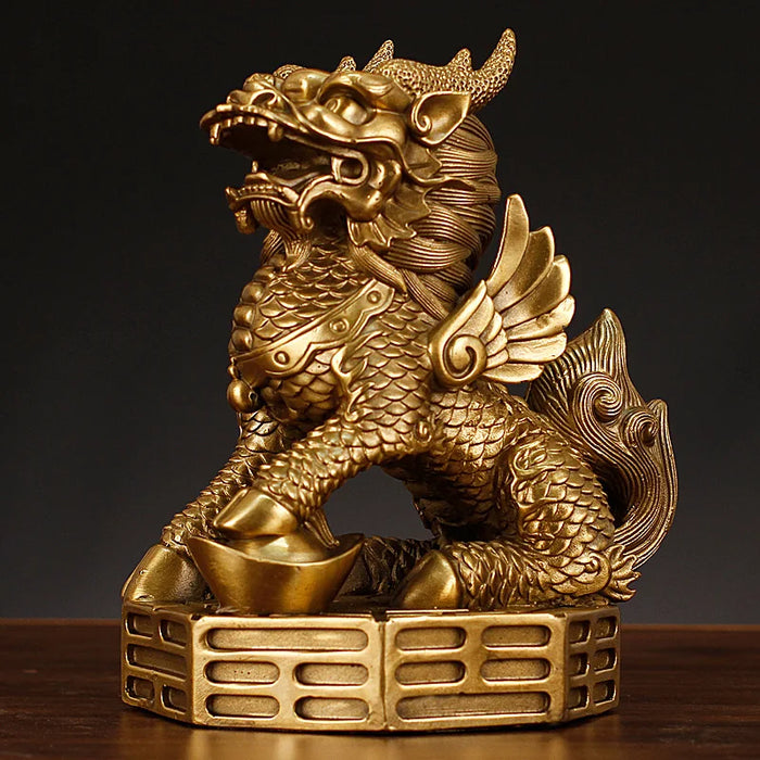 Creative Pure Copper Bagua Fortune Qilin Decoration Household Desktop Decoration Crafts Metal Crafts Living Room Gift Ornaments