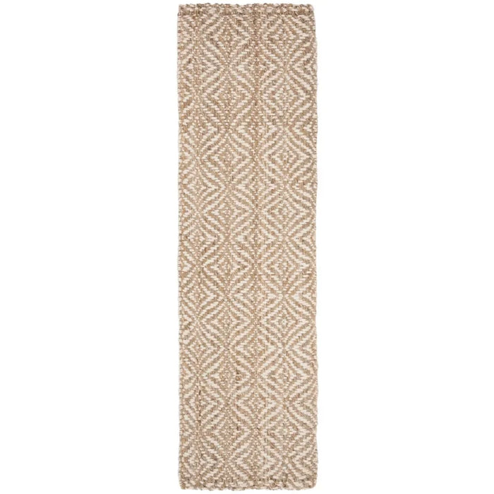 Natural Fiber Gervase Braided Diamonds Jute Runner Rug, Natural/Ivory, 2'3" x 8'