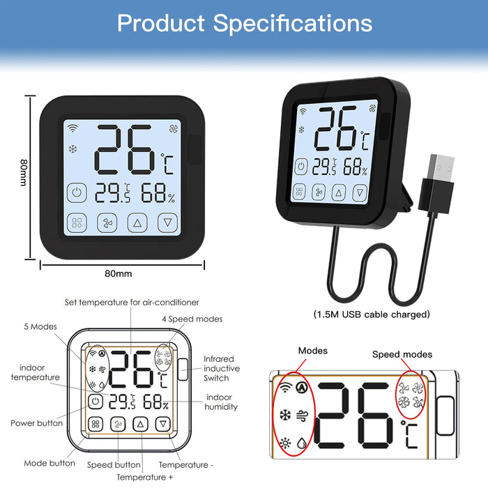 MOES Tuya WiFi IR Thermostat Controller LCD Screen Touch Button Wireless Remote Built-in Temperature and Humidity Sensor alexa