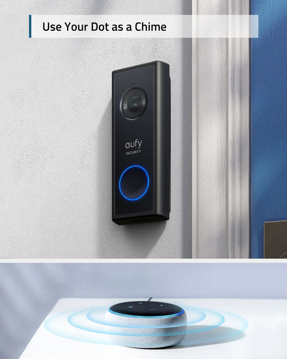 eufy Security Battery Video Doorbell Kit Wire-Free Doorbell Wireless Chime Wi-Fi Connectivity 1080p Resolution No Monthly Fee