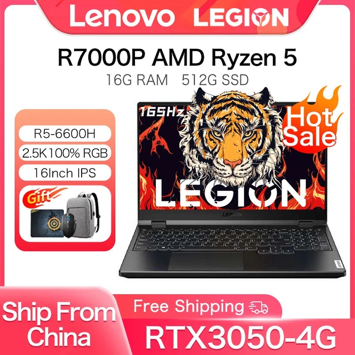 Lenovo Legion R7000P 2022 15.6Inch Gaming Laptop AMD Ryzen 5 6600H RTX3050 4G Windows 11 165Hz E-sports Game Notebook Computer