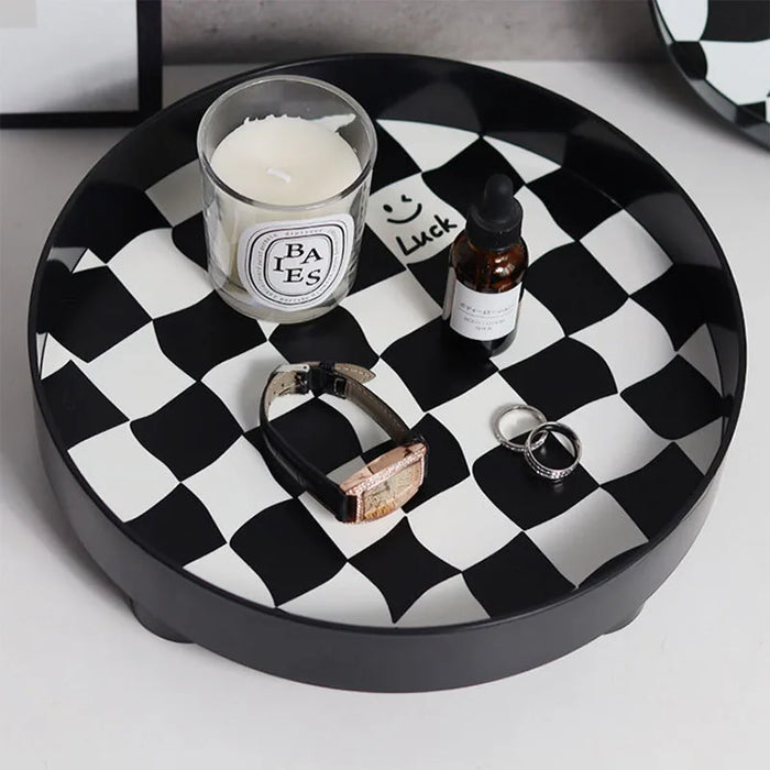 Nordic style checkerboard storage plate Fruit tray Cup perfume jewelry sundries desktop decoration tray