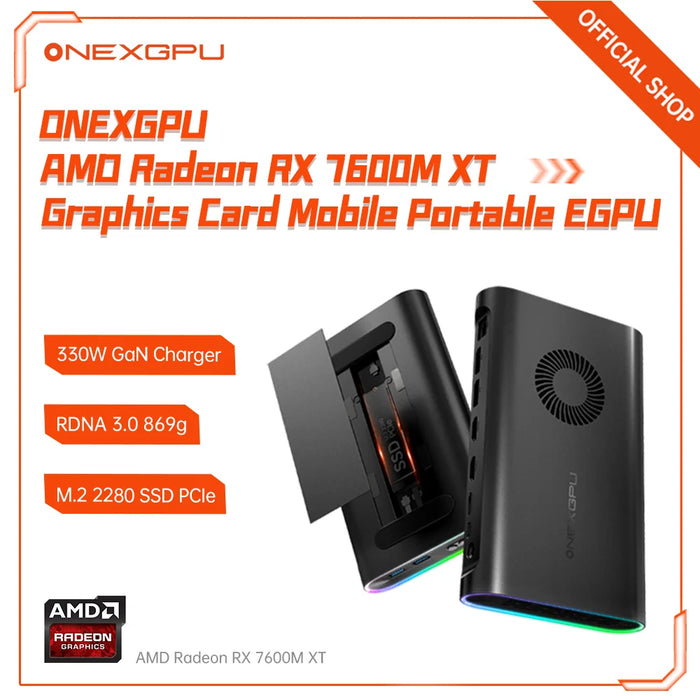 ONEXGPU AMD Radeon RX 7600M XT RDNA3.0 GPU World's 1st Portable EGPU Graphics Card 8G GDDR6 Dock Expansion M.2 PCIE SSD Oculink