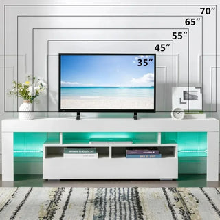 TV Stand for 65 Inch Entertainment Center White TV Stand with 16 Colors RGB Light and Remote  Living Room Bedroom, TV Stand