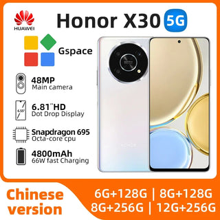 HONOR X30 5g Smartphone 6.81inch 120Hz Snapdragon 695 66W Super Charing 4800mAh  Android 11 Mobile phone original used phone