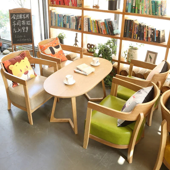 Negotiate reception book bar single sofa chair solid wood leisure dessert milk tea shop western food coffee shop