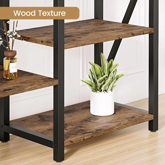 Study Room Storage Shelf Three Wide 5 Tier 70.8 Inch Large Industrial Bookshelf With Metal Frame for Home Office Bookcase Living