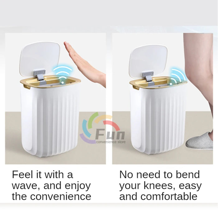 9/12/15L Smart Sensor Kitchen Trash Can Light Luxury Gray Electric Automatic Garbage Bin for Bathroom Toilet NarrowHousehold