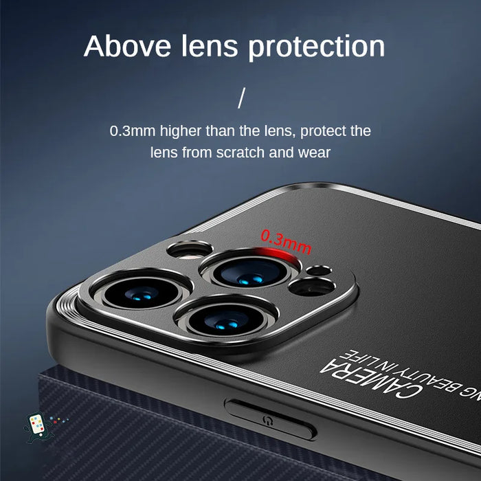 Luxury Metal painted Phone Case For Iphone 11 12 13 14 Pro Max Plus  With Lens Protection TPU Frame Matte Backplate Metal Cover