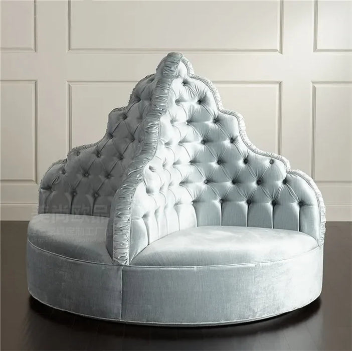 Custom-made American country shop shaped card seat art velvet zipper multi-person shoe stool complete silver round sofa