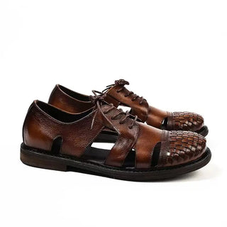 2023 new arrival Summer Fashion Cow leaather causal Roman and British retro shoes men,male Genuine leather sandal