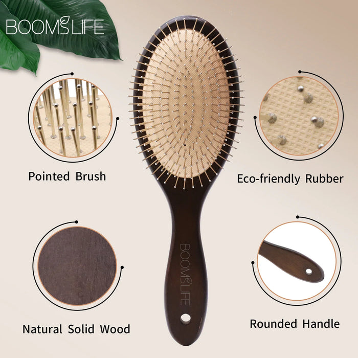 Denman Head Massage Brush Steel Hair Brush Wood HairBrush With Steel Needle Scalp Airbag Hair brush For Hair Combing