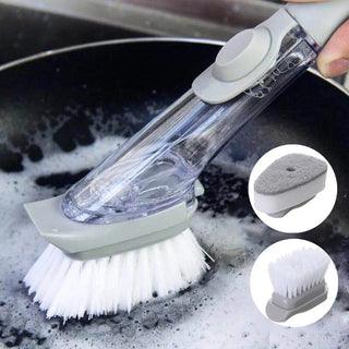 Kitchen Cleaning Brush 2 In 1 Long Handle Cleaning Sponge Removable Brush Dispenser DishWashing Sponge Brush For Kitchen Tools