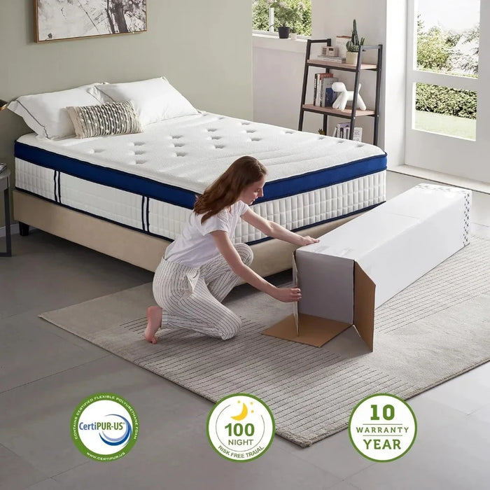 Mattress, Gel Memory Foam Bed Mattresses with Tencel Cover, 5-Zone Body Support, 14 Inch Mattress