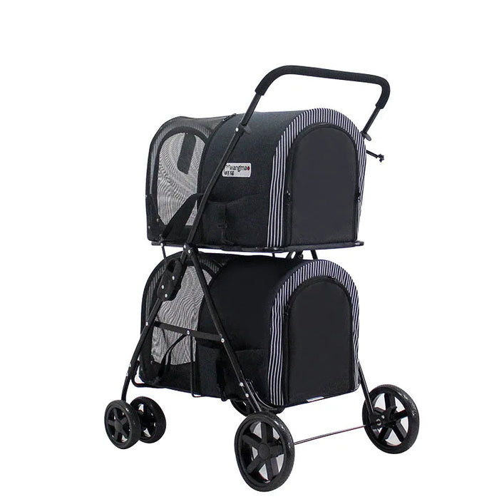 Lealoncat BL12 Four Wheels unique double Pet Stroller for Dog Cat with custom logo