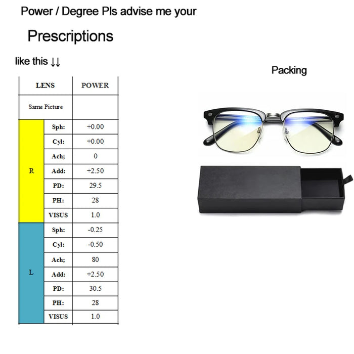 1.61 Blue Cut Lens Prescription Eyewear RX Custom Best Grade TR90 Metal Myopia Optical Glasses