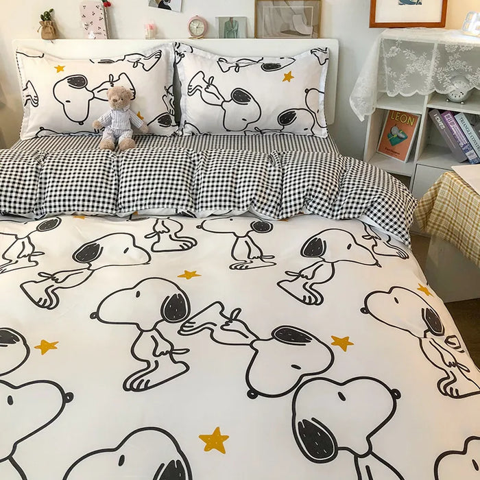 Korean Style Bedding Set Boys Girls Twin Queen Size Duvet Cover Flat Sheet Pillowcase Bed Linen Kids Adult Fashion Home Textile