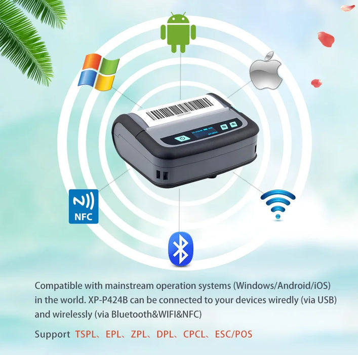 4 INCH 112 mm Mini Thermal Portable Label BT WiFi Printer For Waybill Sticker