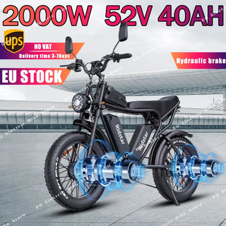 Ridstar Q20 Ebike 2000W Dual Motor 52V40AH Lithium Battery Life 160km Electric Bicycle Mountain 20*4.0-in Fat Tire Electric Bike