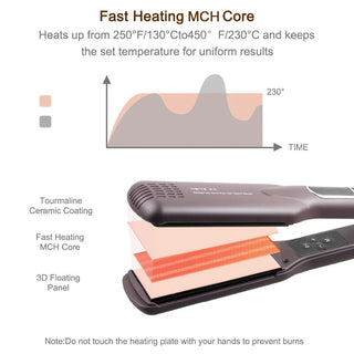 Korean Hair Straightener Keratin Treatment Floating Wide Plate Ceramic Flat Iron Dual Voltage Hair Curling Iron Salon Styler