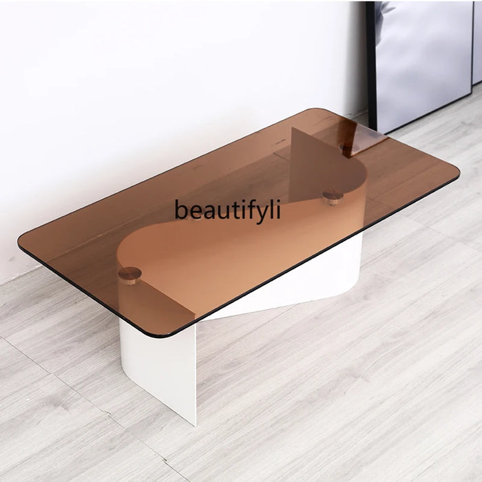 zqTea Table Modern Simple and Fashionable Tea Table Simple Tempered Glass Tea Table Rectangular Transparent