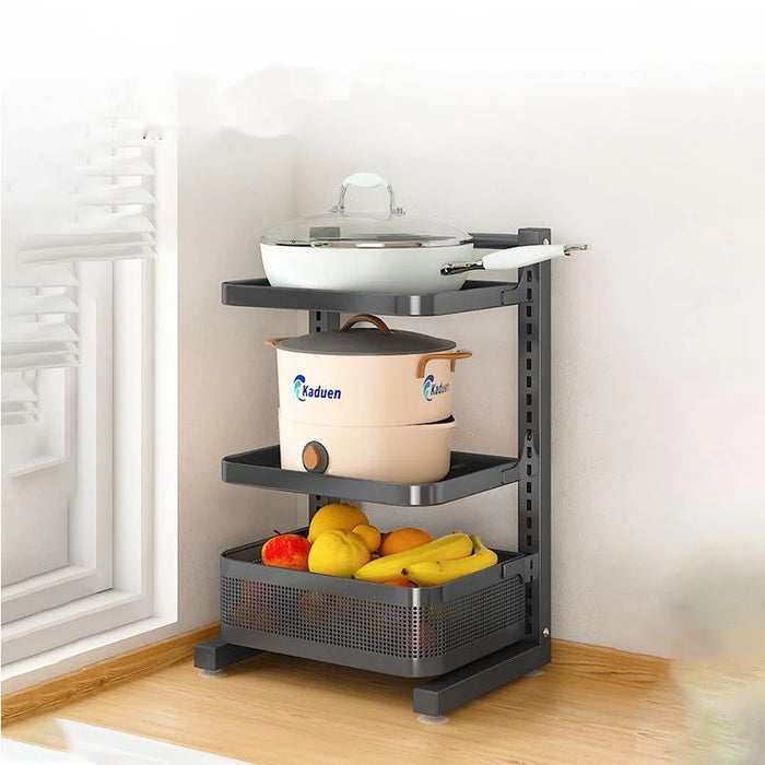 Vertical Countertop Kitchen Accessories Multilayer Pot Storage Shelf Adjustable Vegetables And Fruits Storage System