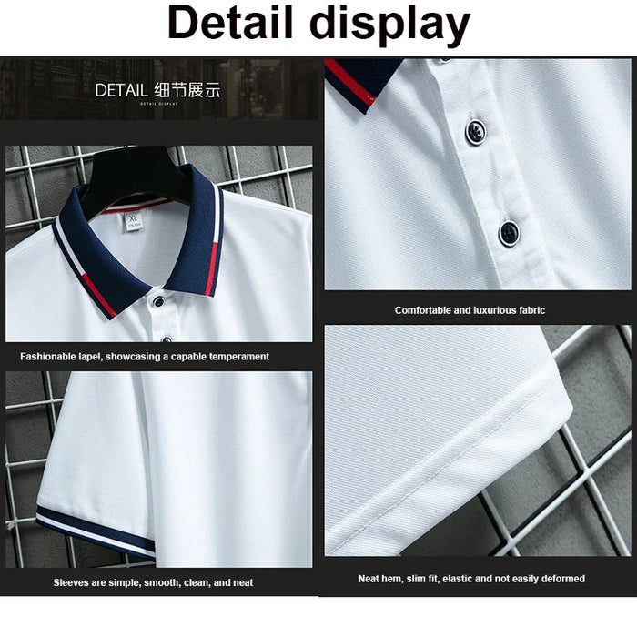 Summer New Fashion Solid Color T-shirt Versatile Business Leisure Comfortable Slim Fit Men's Polo Shirt