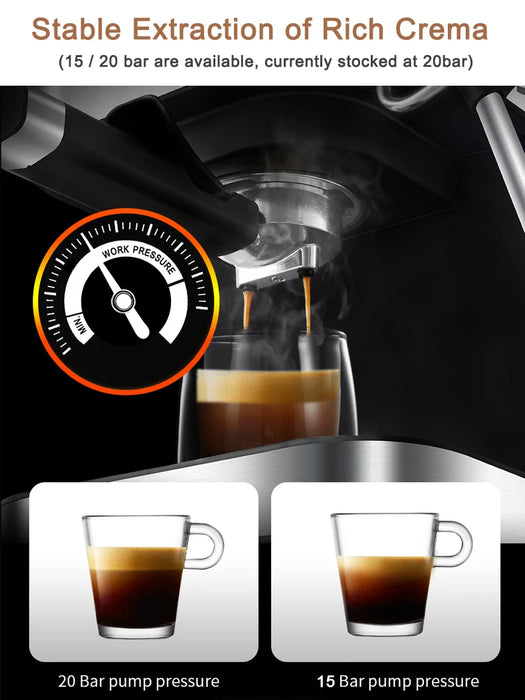 Retro Slim Design Coffee Machine with 1.0L Water Tank 15 bar Electric Automatic Espresso Machine