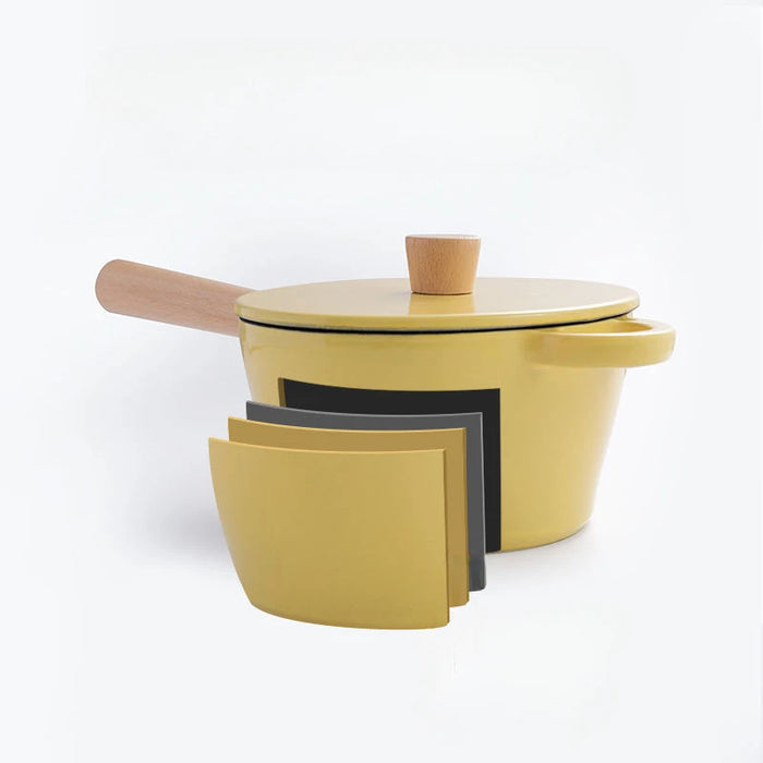 Enameled Soup Pot Small and Exquisite Home Small Stew Pan High Appearance Kitchen Uncoated Non-stick Cooking Pot Wooden Handle