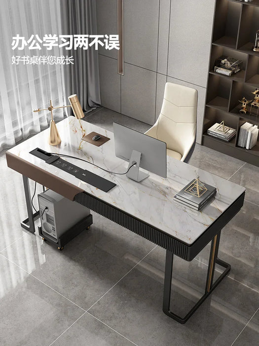 Light luxury desk modern minimalist study designer wabi-sabi style high-end home slate computer