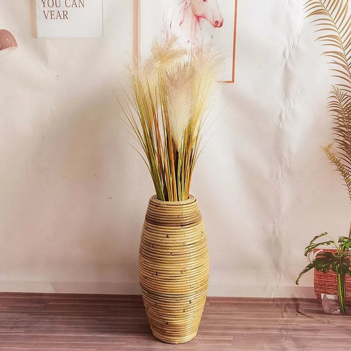 30-40cm Height Indonesian Rattan Vase Handmade Weaving Cane Ins Style Floor Vase Window Decoration Living Room Furnishings