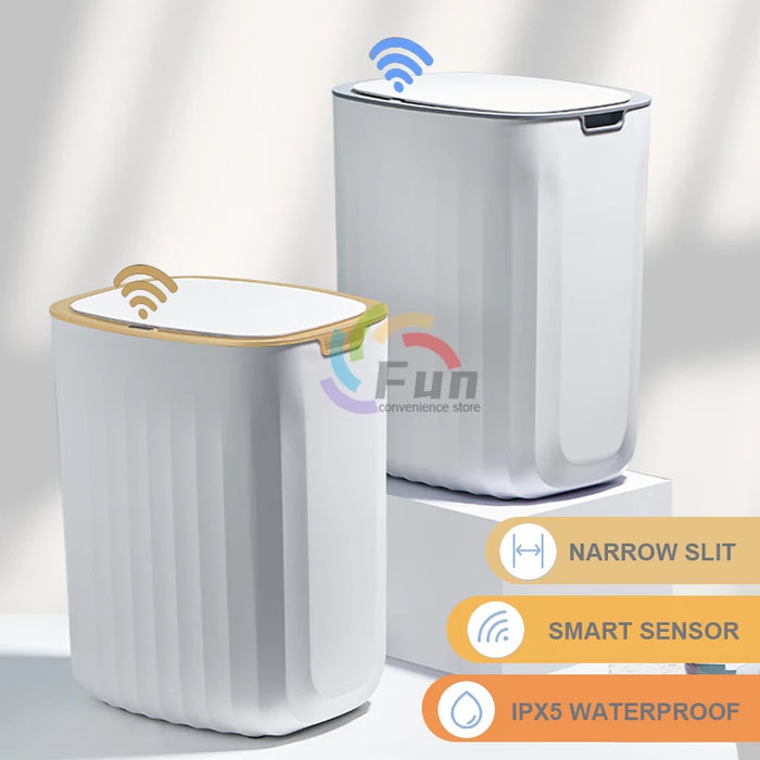 9/12/15L Smart Sensor Kitchen Trash Can Light Luxury Gray Electric Automatic Garbage Bin for Bathroom Toilet NarrowHousehold