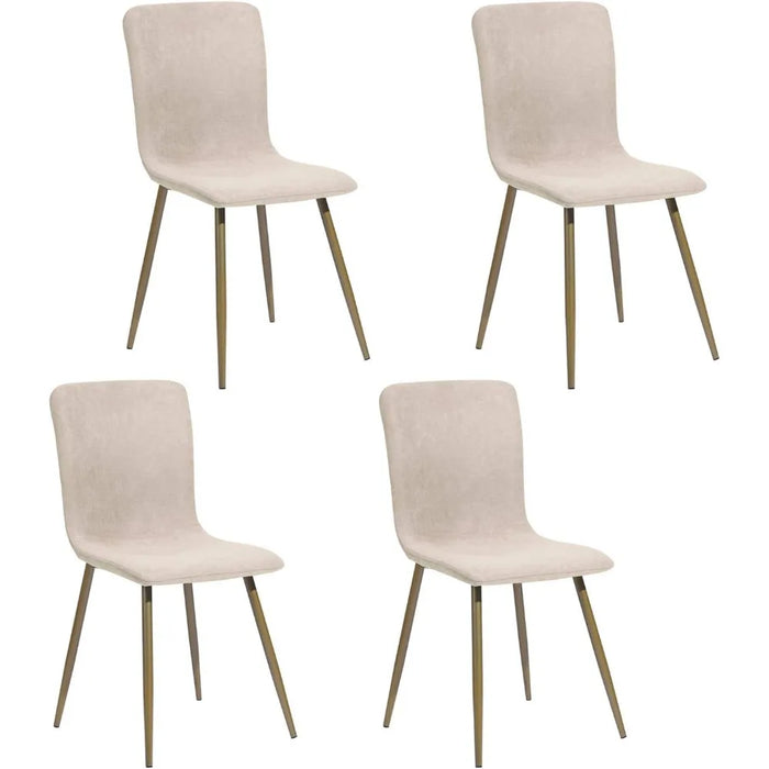 Dining Chair Set of 4, Pre-assembled Chair Set with Gold Leg Upholstery, Modern Fabric for Dining Room, Kitchen, Beige